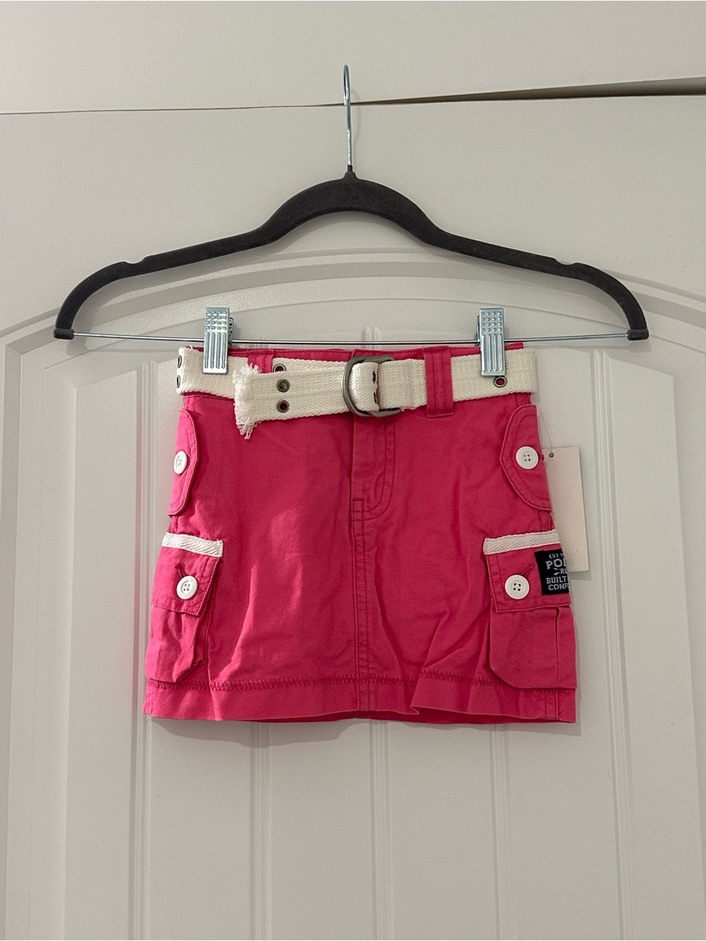 NWT Vintage Ralph Lauren Pink Cargo Skort W/ White Grommet Belt Size 3T